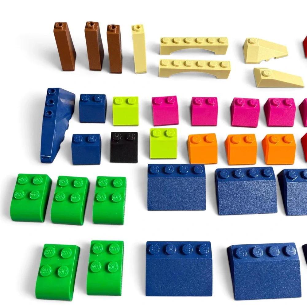 LEGO Mixed Slopes and Specialty Bricks Lot Blue Pink Green Orange 50+ Pieces